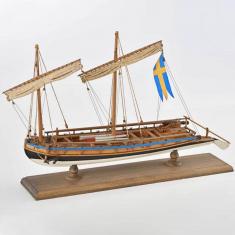 Wooden model ship: Swedish gunboat