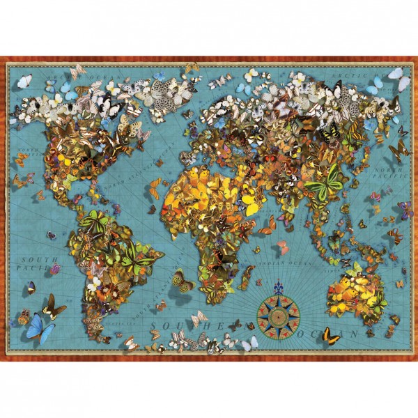 Puzzle 1000 pièces : Mappemonde papillon - Anatolian-ANA1029