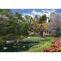 Puzzle 3000 pièces : Cottage au bord du lac au printemps
