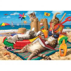 Puzzle 260 pièces : Chats sur la plage 