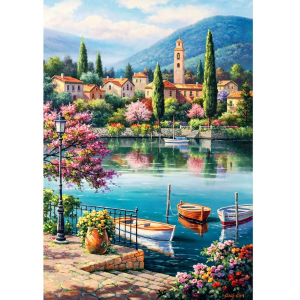 Puzzle de 500 piezas: Tarde en el lago del pueblo - Anatolian-ANA3597