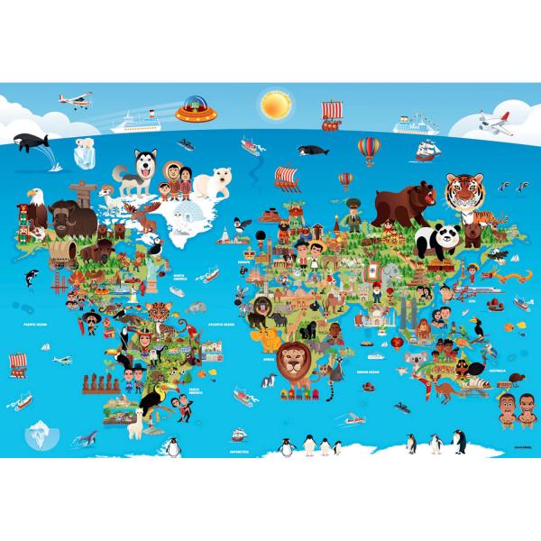Puzzle 260 pièces : Carte du monde de dessin animé  - Anatolian-ANA3338