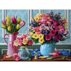 Puzzle mit 1000 Teilen: Blumen in Vasen