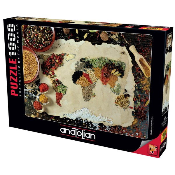 Puzzle 1000 pièces : Carte du monde Herbes et épices - Anatolian - Rue ...