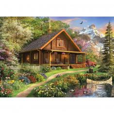 Puzzle 1500 pièces : Cabane en rondins de bois