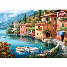 Puzzle 2000 piezas: Pueblo del lago