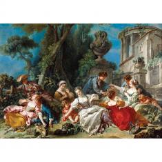 Puzzle 1500 pièces : Les attrapeurs d'oiseaux, François Boucher