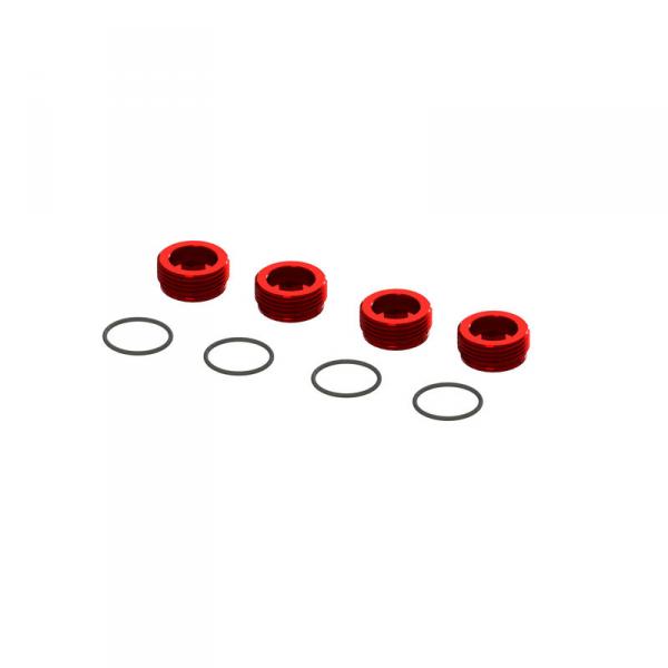 Aluminum Front Hub Nut Red (4) inc O-Rings - ARA320467