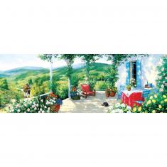 Panoramic 1000 piece jigsaw puzzle : The Guest In Veranda