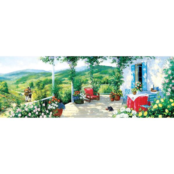 Panoramic 1000 piece jigsaw puzzle : The Guest In Veranda - ArtPuzzle-5349
