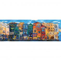 Panoramic 1000 piece jigsaw puzzle : The Colorful Town