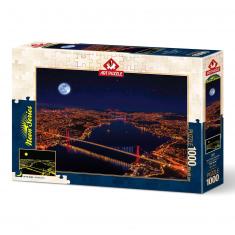 Neon 1000 piece jigsaw puzzle : Triple Bridge , Bosphorus