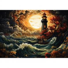 Puzzle 1500 pièces : Phare dans une tempête