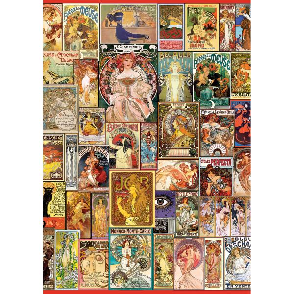 1500 piece puzzle : Art Nouveau Poster Collage - ArtPuzzle-5407