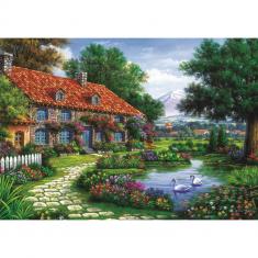 1500-teiliges Puzzle: Schwanengarten