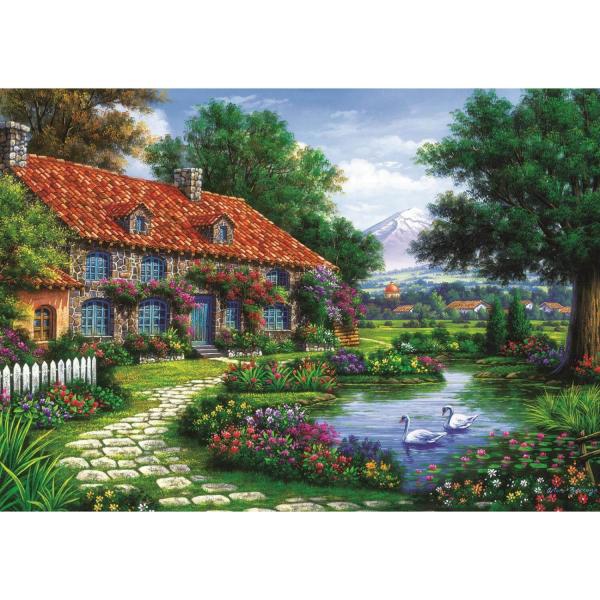 1500-teiliges Puzzle: Schwanengarten - ArtPuzzle-4551