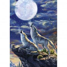 Puzzle de 1000 piezas: Lobos de luna llena