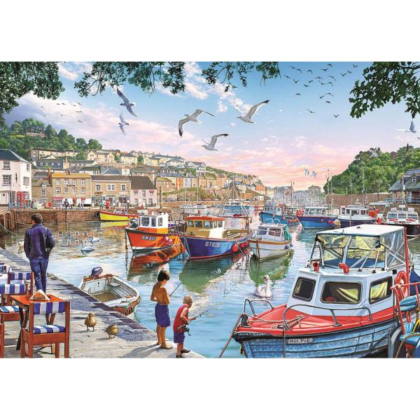 1000-teiliges Puzzle: Die kleinen Fischer am Hafen - ArtPuzzle-4231