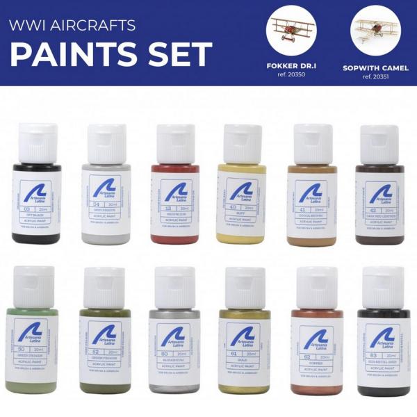 Set de 12 peintures pour Maquettes Avions 1ere Guerre Mondiale - Artesania-277PACK1