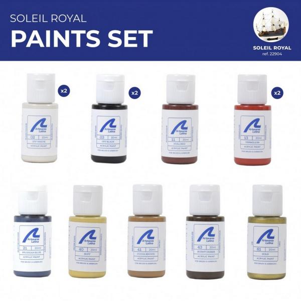 Set de 12 peintures pour Maquette Navire de Guerre Soleil Royal - Artesania-277PACK16