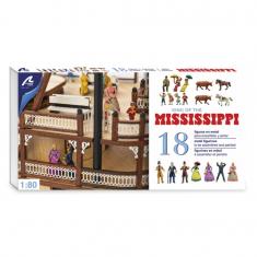 Set de 18 Figurines en Métal pour Bateau à Vapeur King of the Mississippi