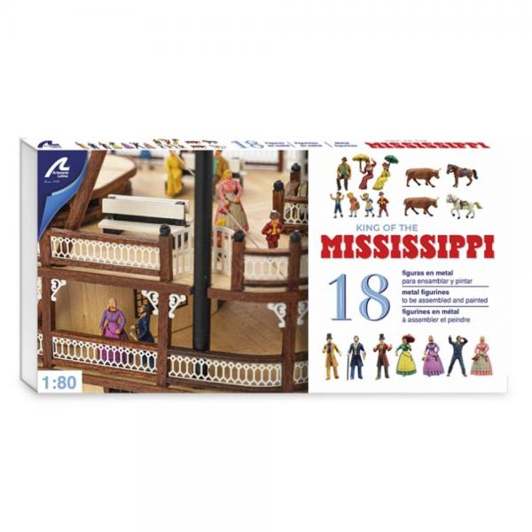 Set de 18 Figurines en Métal pour Bateau à Vapeur King of the Mississippi - Artesania-20515F