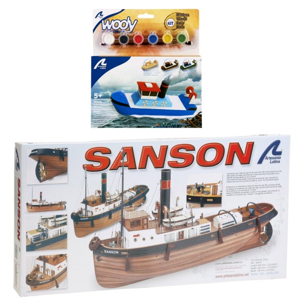 Coffret Maquettes Bateaux en bois : Sanson et Remorqueur à vapeur - KIT00141
