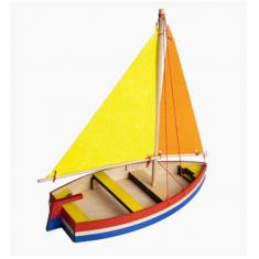 Maquette bateau en bois : Barque avec voile Pinguin