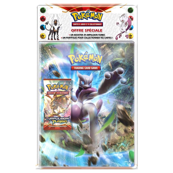 Pokemon : Pack cahier range-cartes + Booster Pokémon XY Impulsion Turbo - Asmodee-POB09XY08