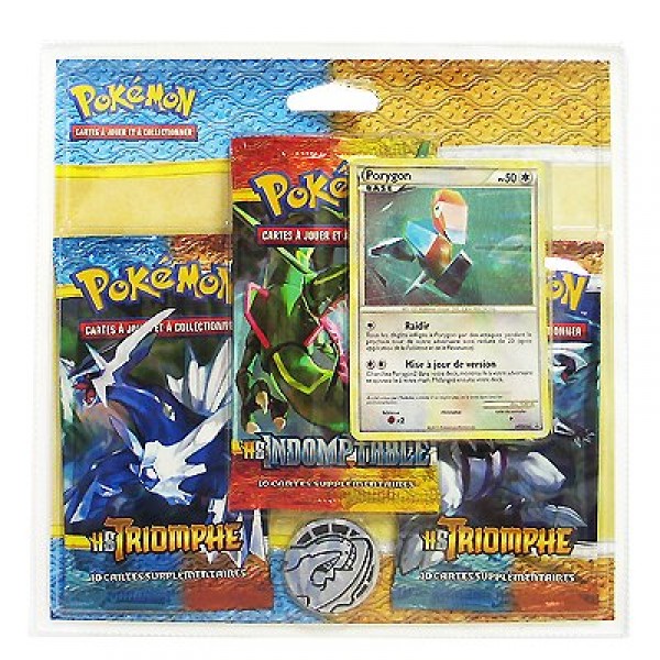 Pokémon - Pack 5 - 3 boosters HS-Triomphe + carte Porygon - Asmodee-3PACK01BG-05