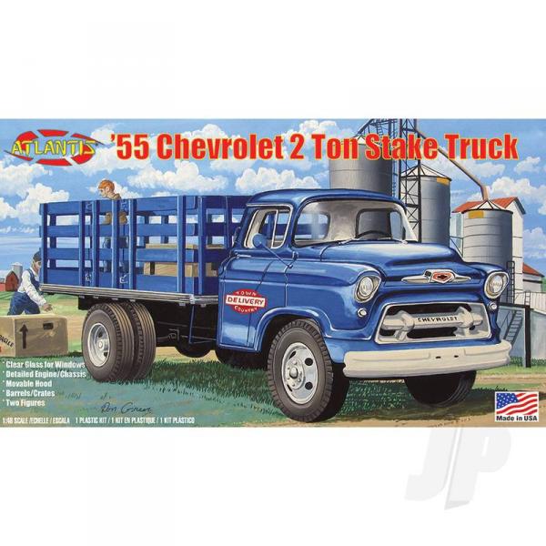 1-48e 1955 Chevy Stake Truch with Glass - Atlantis Models - AMCH1401