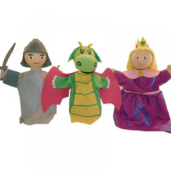 Marionnette Coffret trio marionnettes : Prince-Princesse-Dragon - Sycomore-MAST303