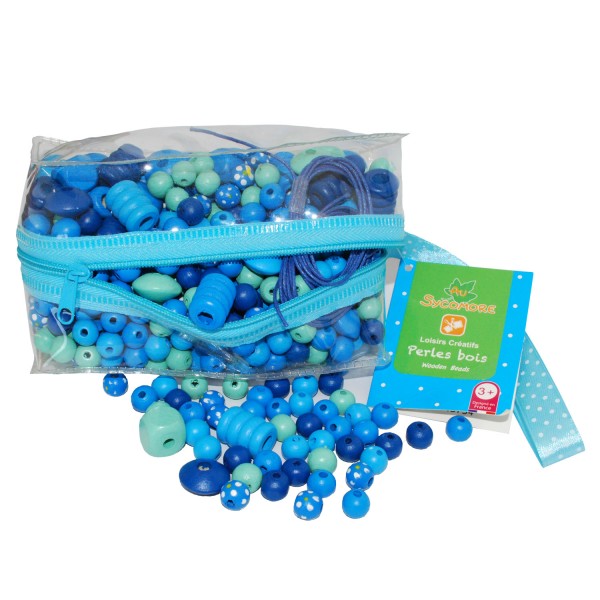 Trousse de perles en bois bleu - Sycomore-CRE3120