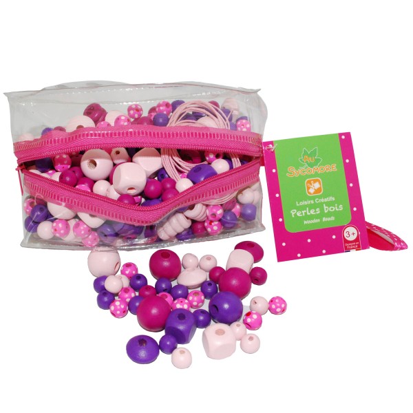 Trousse de perles en bois rose - Sycomore-CRE3122