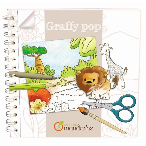 Carnet de coloriage Graffy Pop : Savane - Mandarine-52550O