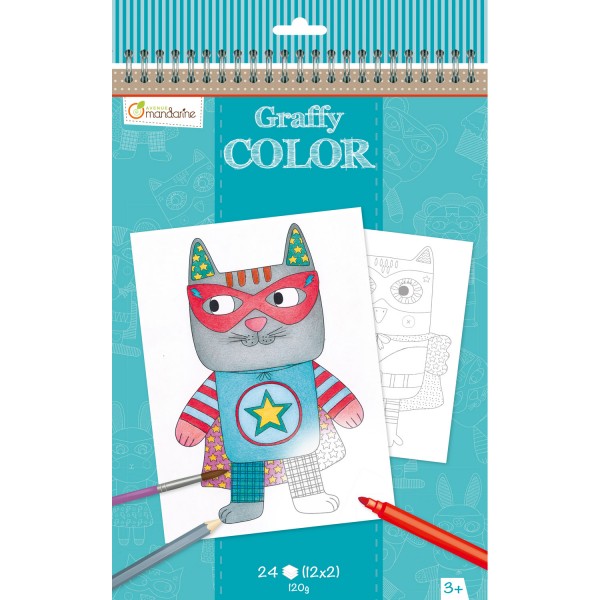 Carnet de coloriage Graffy Color : Doudous - Mandarine-GY017O