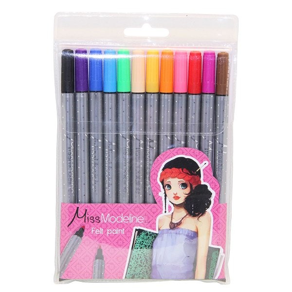 Crayons Miss Modeline : Pochette de 12 crayons doubles pointes : Rose - Mandarine-62198O