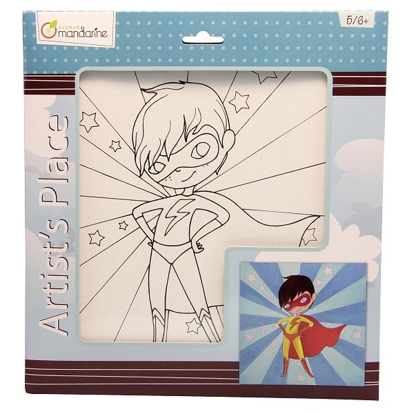 Toile à peindre 25 x 25 cm : Super Boy - 52539 O