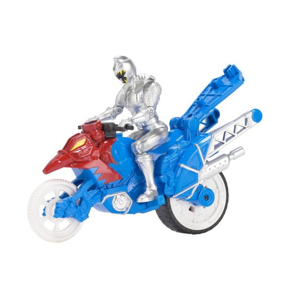 Moto Cascade Dino Stunt Bike et Silver ranger figurine 12 cm - Bandai-43070-43078