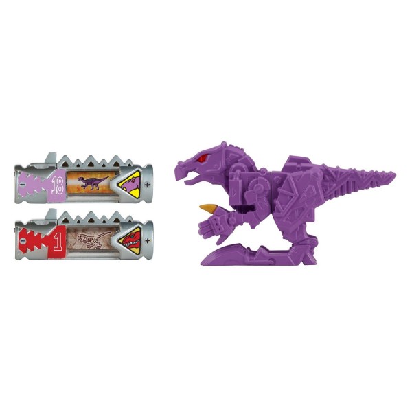 Figurine Power Rangers Dino Charge : 1 mini Zord mauve (Iguanodon) et 2 Dino Chargers - Bandai-42250-42263