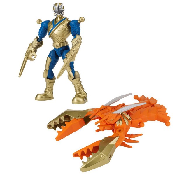 Figurines Power Rangers Mixx N'Morph 15 cm : Ranger doré et Crustazord Samurai - Bandai-42020-42023