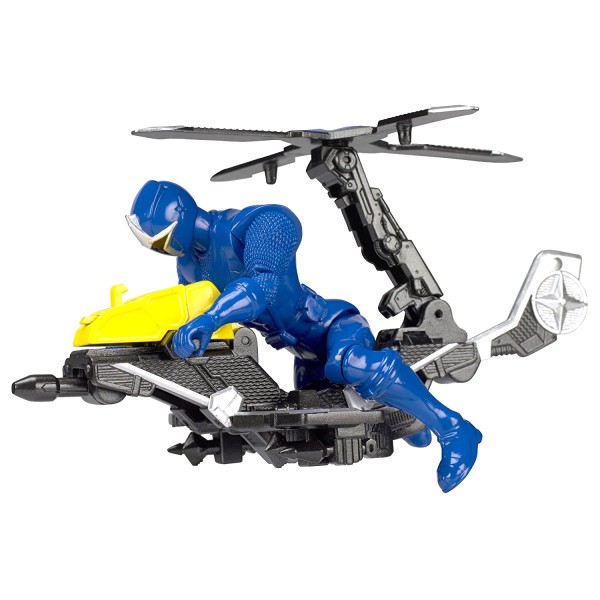 Figurine Power Rangers avec véhicule Mega Morph Ninja Steel : Bleu - Bandai-43570-1