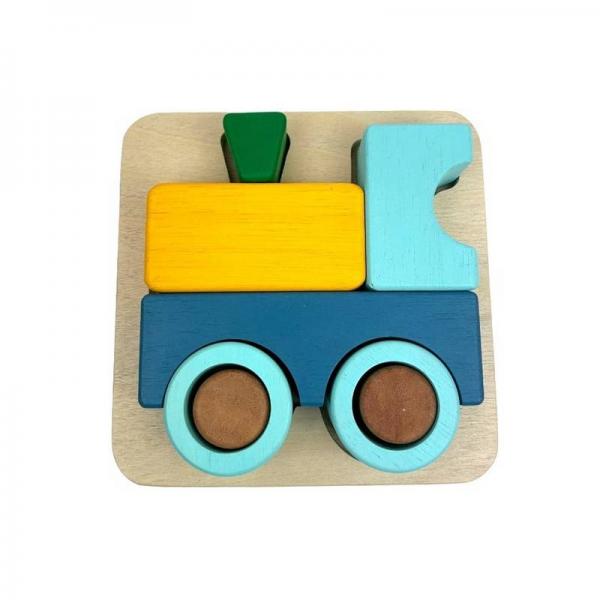 Rompecabezas de Madera 3D Tren - Apilar y Montar - 12M+ - Blueribbon-B83408