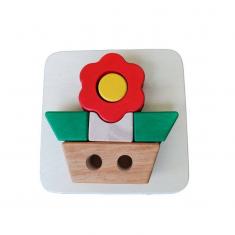 Puzzle en Bois 3D Fleur - Assembler & Empiler - 12M+ 