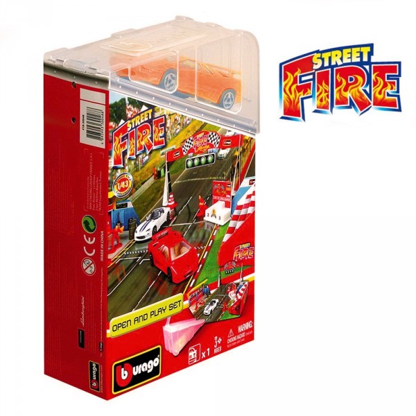 Diorama avec modèle réduit 1/43 : Open and Play Set Street Fire : Circuit de course - BBurago-30048-2