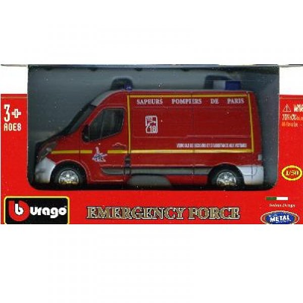 Modèle réduit - Renault Master - Collection Emergency Force - Echelle 1/50 : Pompiers - BBurago-32008
