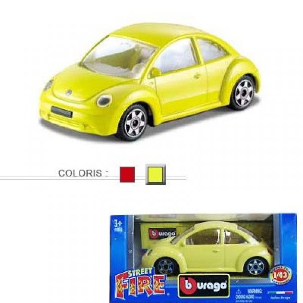 Modèle réduit - Volkswagen New Beetle - Collection Street Fire - Echelle 1/43 : Jaune - BBurago-30000-30057J