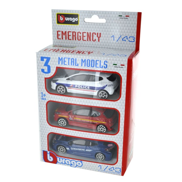 Modèles réduits Urgence : Set de 3 véhicules : Echelle 1/43 - BBurago-30009