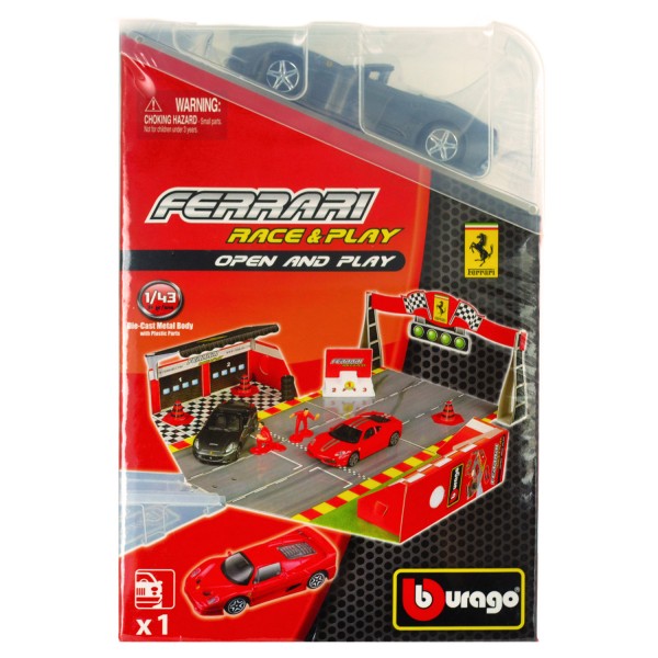 Piste Ferrari Race & Play avec modèle réduit 1/43 : Ferrari California grise - BBurago-31209-3