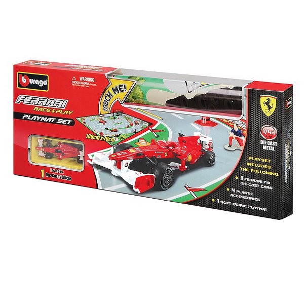 Tapis de jeu : Circuit de voitures 100 x 70 cm : Ferrari Formule 1 - BBurago-31237